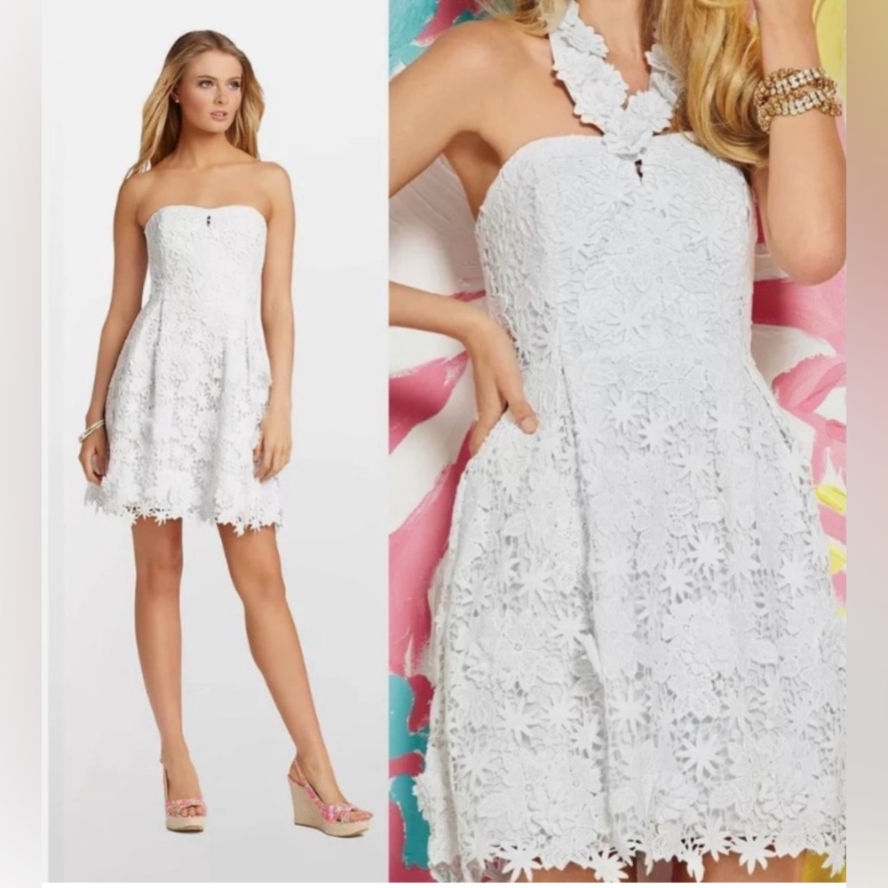 Lilly Pulitzer White Strapless Lace Dress